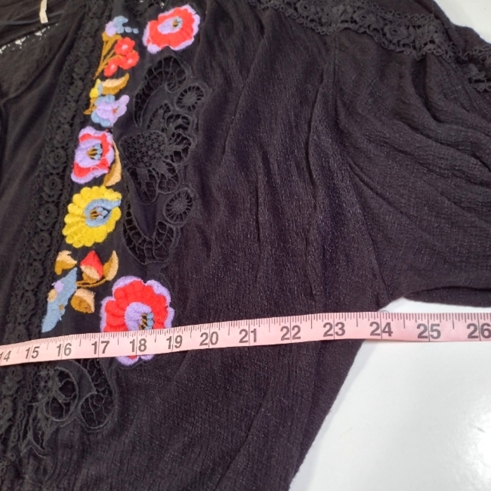 Free People Women's Black Embroidery Choker Top Size (M) - Picture 9 of 12
